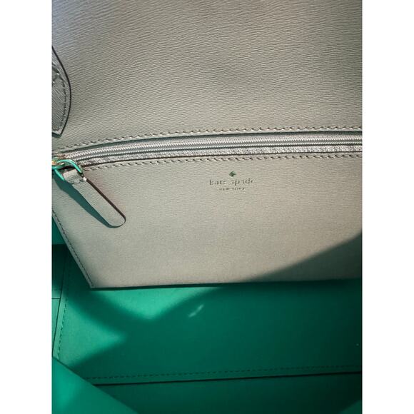 Kate Spade Kaci Small Tote with Clover Emblem Light Grey Satchel - Picture 6 of 10